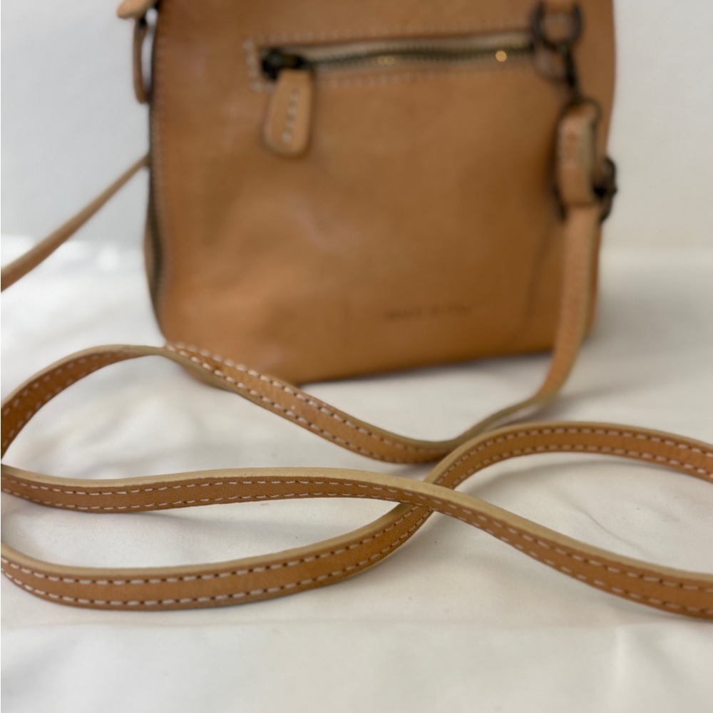 Pratesi Firenze Italian Leather Crossbody Bag Tan Small Made In Italy - Picture 6 of 13